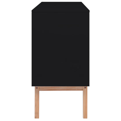 Dressoir 130X40X80 Cm Mdf En Rattan Zwart