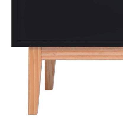 Dressoir 130X40X80 Cm Mdf En Rattan Zwart