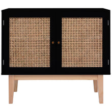 Dressoir 88,5X40X80 Cm Mdf En Rattan Zwart