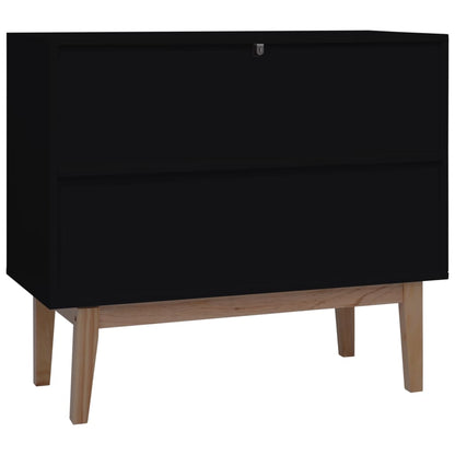 Dressoir 88,5X40X80 Cm Mdf En Rattan Zwart