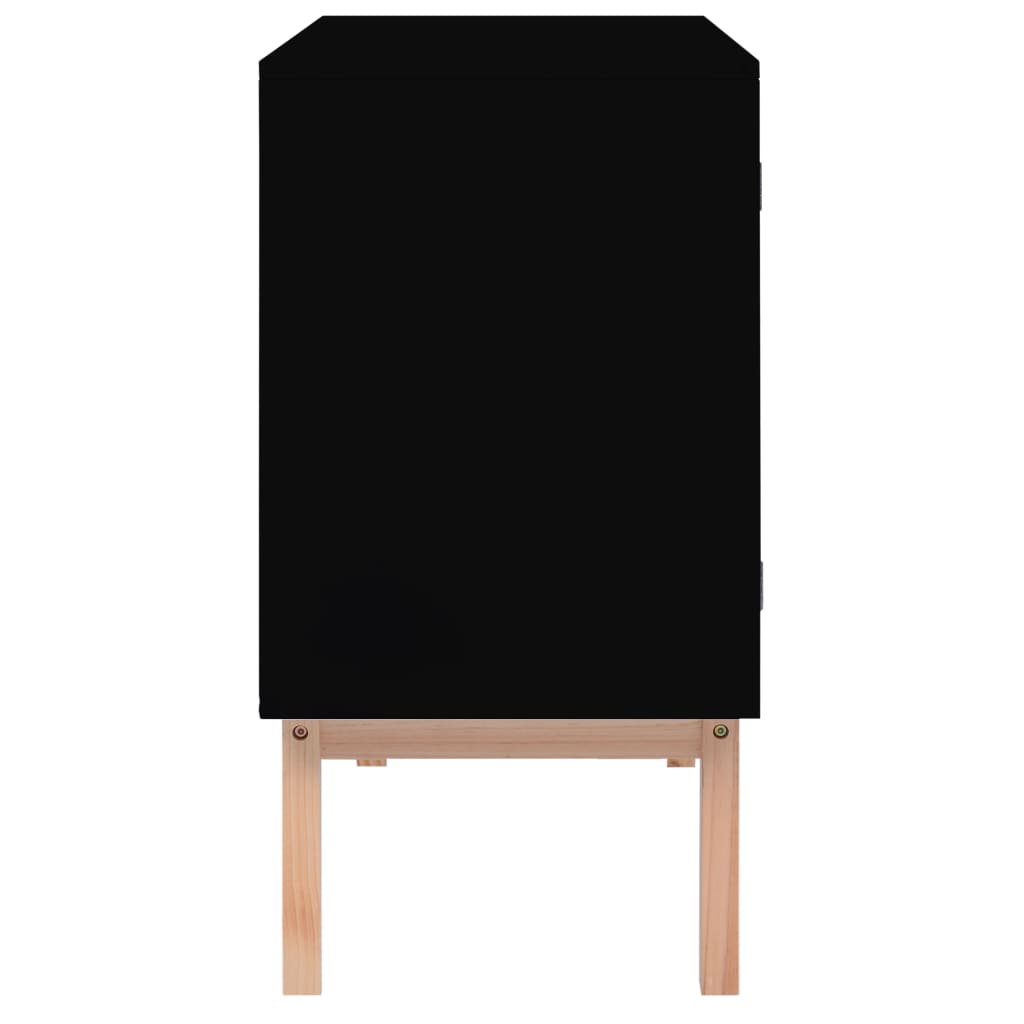 Dressoir 88,5X40X80 Cm Mdf En Rattan Zwart