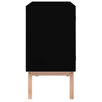 Dressoir 88,5X40X80 Cm Mdf En Rattan Zwart