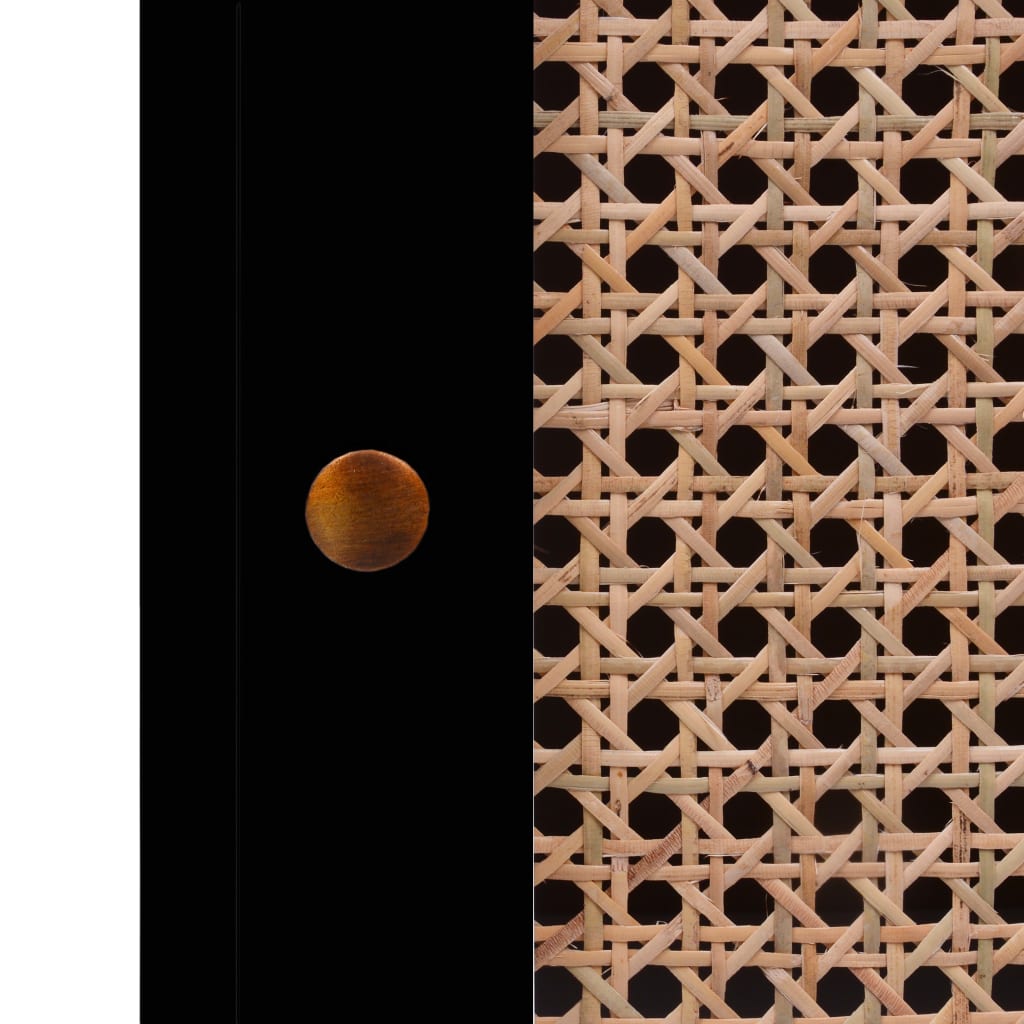 Dressoir 88,5X40X80 Cm Mdf En Rattan Zwart