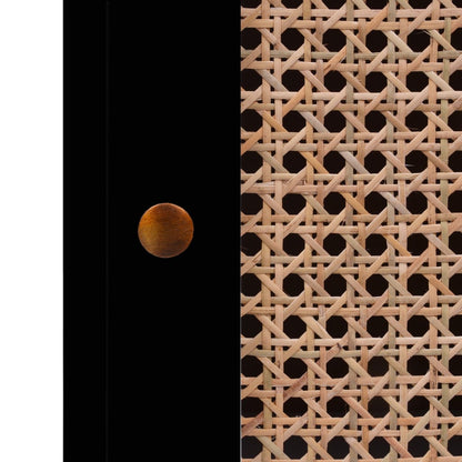 Dressoir 88,5X40X80 Cm Mdf En Rattan Zwart