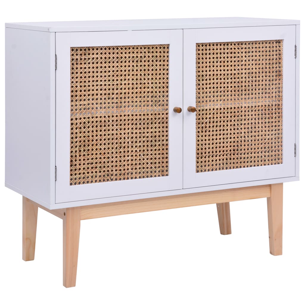Dressoir 88,5X40X80 Cm Mdf En Rattan Wit