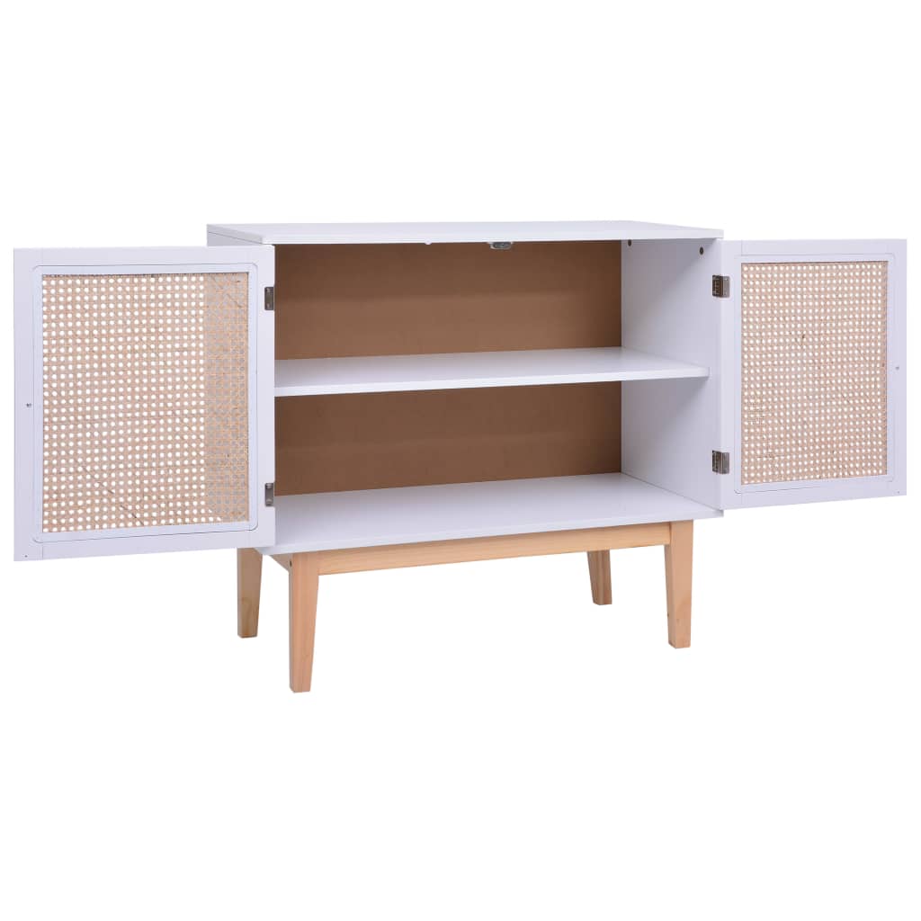 Dressoir 88,5X40X80 Cm Mdf En Rattan Wit