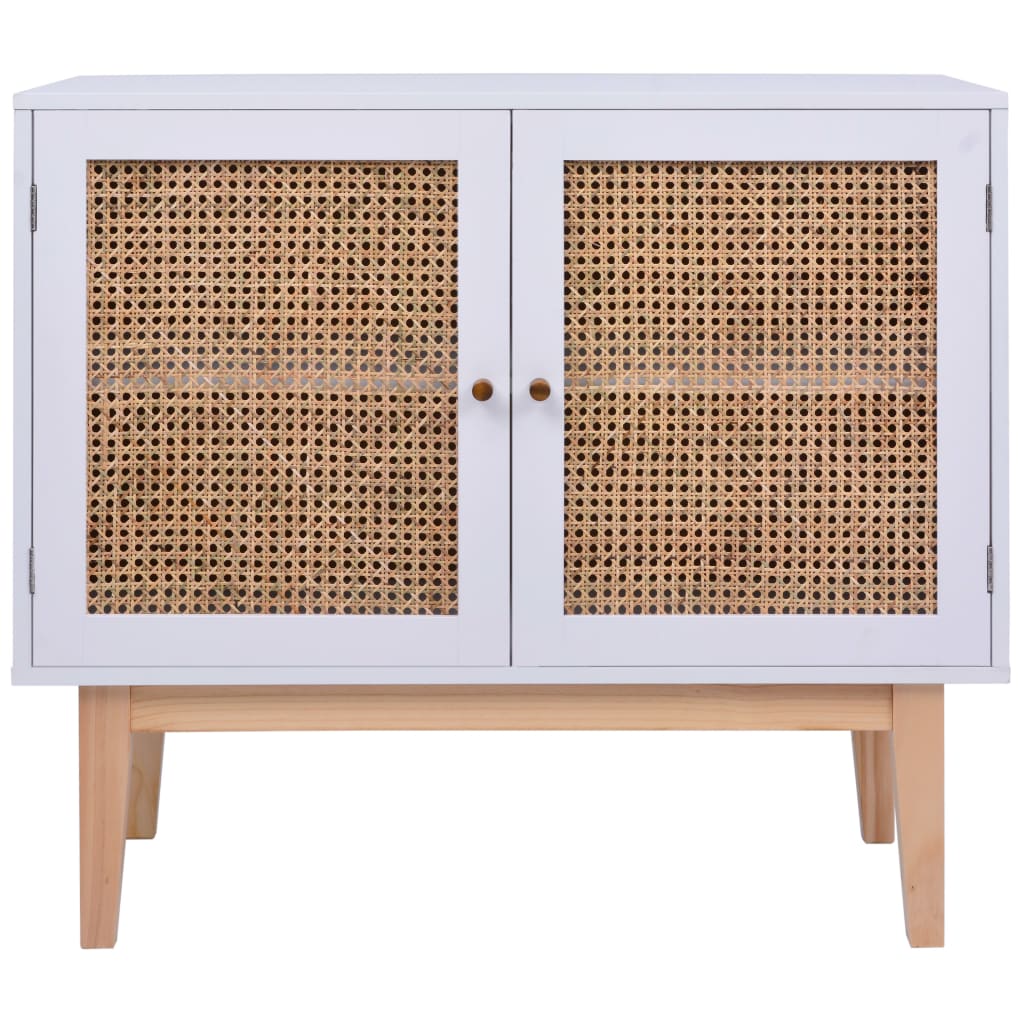 Dressoir 88,5X40X80 Cm Mdf En Rattan Wit