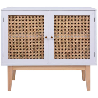 Dressoir 88,5X40X80 Cm Mdf En Rattan Wit