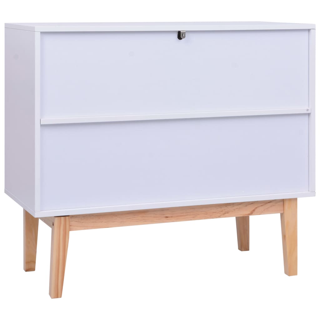 Dressoir 88,5X40X80 Cm Mdf En Rattan Wit
