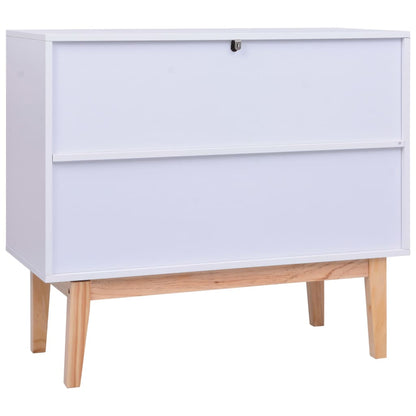 Dressoir 88,5X40X80 Cm Mdf En Rattan Wit
