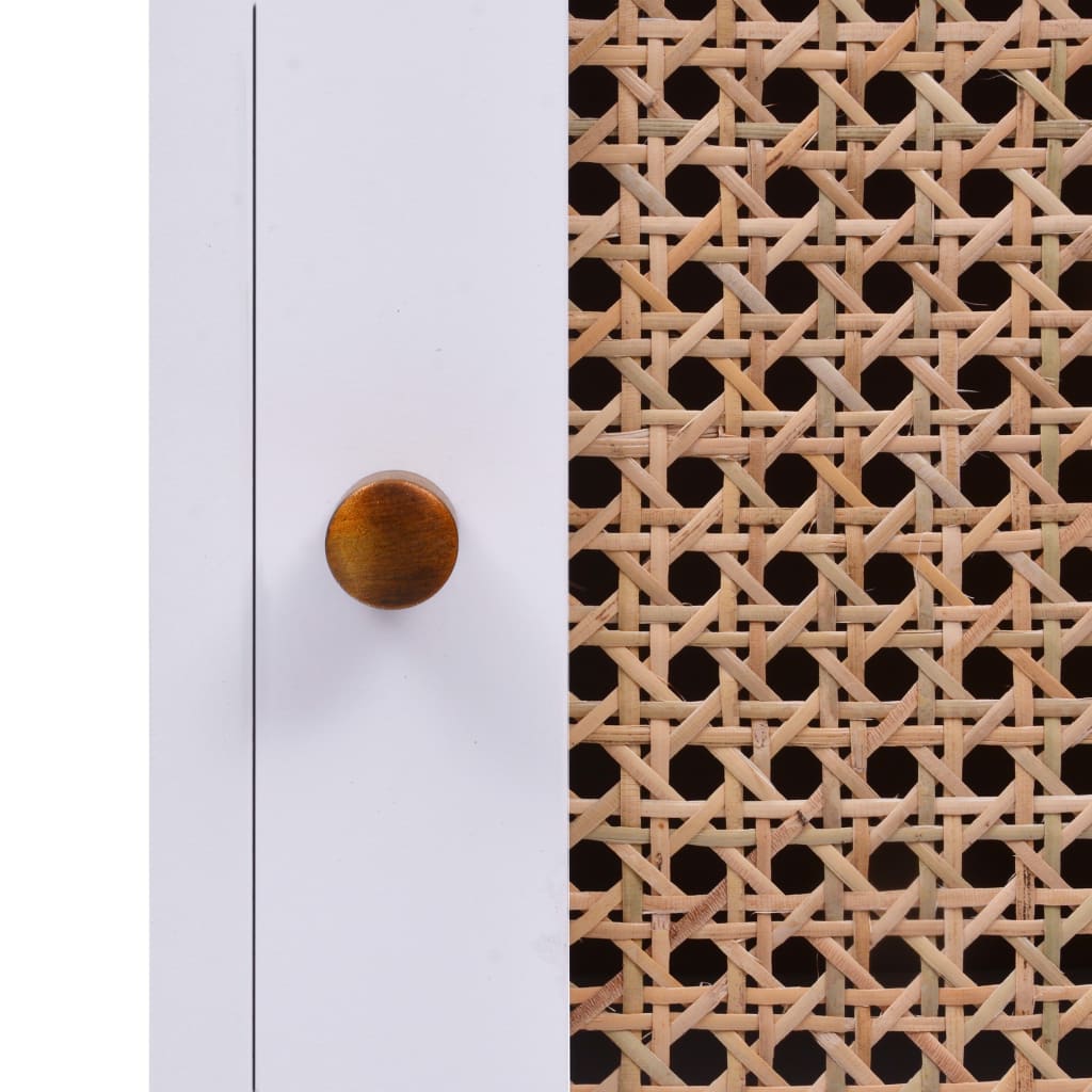 Dressoir 88,5X40X80 Cm Mdf En Rattan Wit