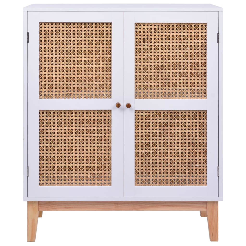 Dressoir 80X35X100 Cm Mdf En Rattan Wit