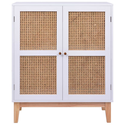 Dressoir 80X35X100 Cm Mdf En Rattan Wit
