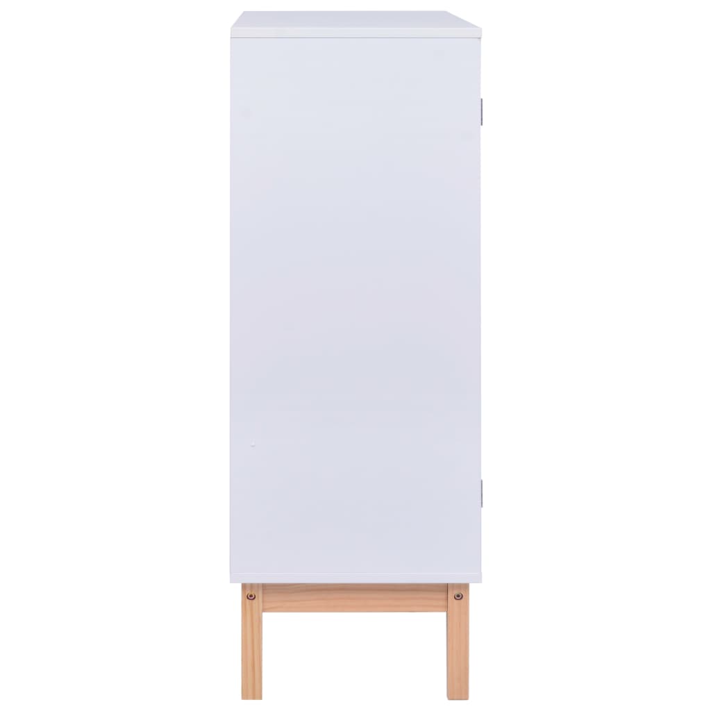 Dressoir 80X35X100 Cm Mdf En Rattan Wit