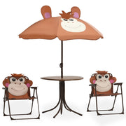 Kindertuinset 3-delig met parasol bruin