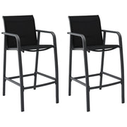 Tuinstoelen 2 st textileen zwart 54x63.5x109 cm