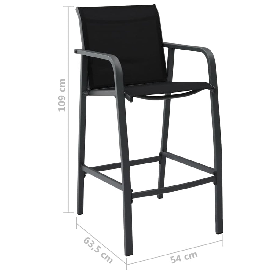 Tuinbarstoelen textileen 2 Zwart