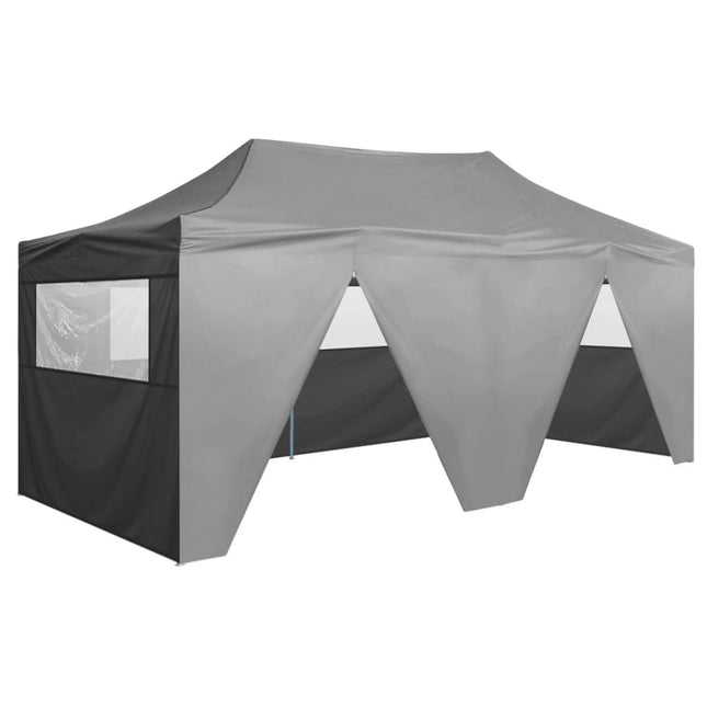 Partytent Met 4 Zijwanden Inklapbaar 3X6 M Staal Antraciet