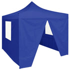 Partytent 2x2 m blauw inklapbaar met 4 zijwanden