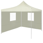 Party tent with 2 sidewalls foldable 2x2 m steel cream