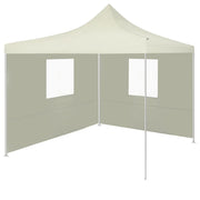 Partytent 2x2 m inklapbaar staal crème met 2 zijwanden