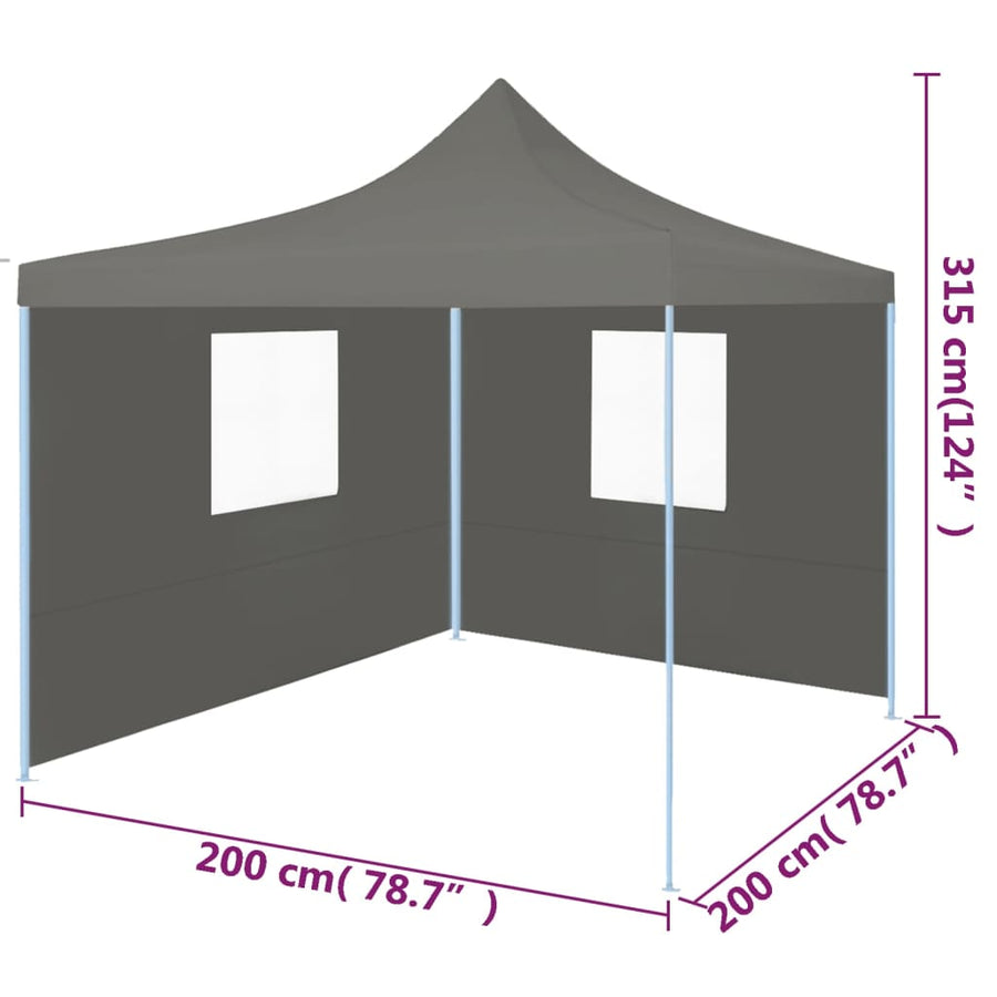 Partytent Met 2 Zijwanden Inklapbaar 2X2 M Staal Antraciet