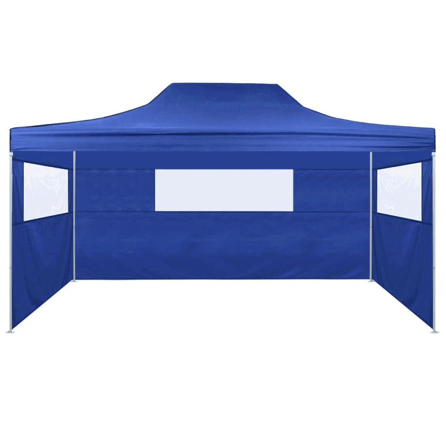 Partytent Met 3 Zijwanden Inklapbaar 3X4 M Staal Blauw