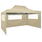 Party tent with 3 side walls foldable 3x4 m steel cream