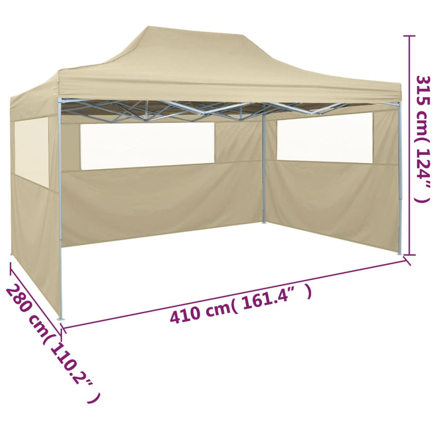 Partytent Met 3 Zijwanden Inklapbaar 3X4 M Staal Crème