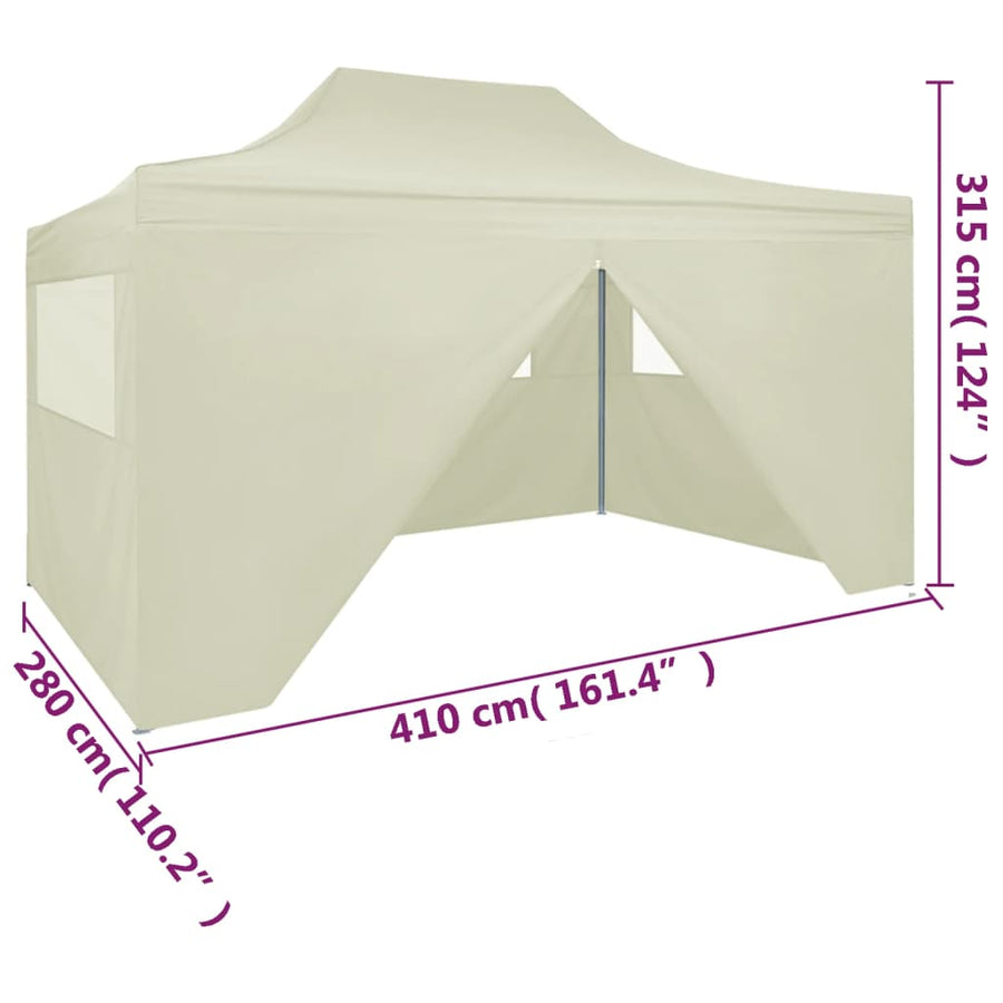 Partytent Met 4 Zijwanden Inklapbaar 3X4 M Staal Crème