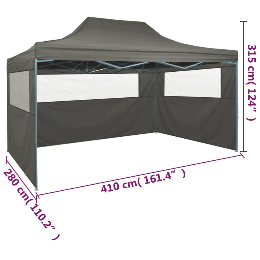 Partytent Met 3 Zijwanden Inklapbaar 3X4 M Staal Antraciet