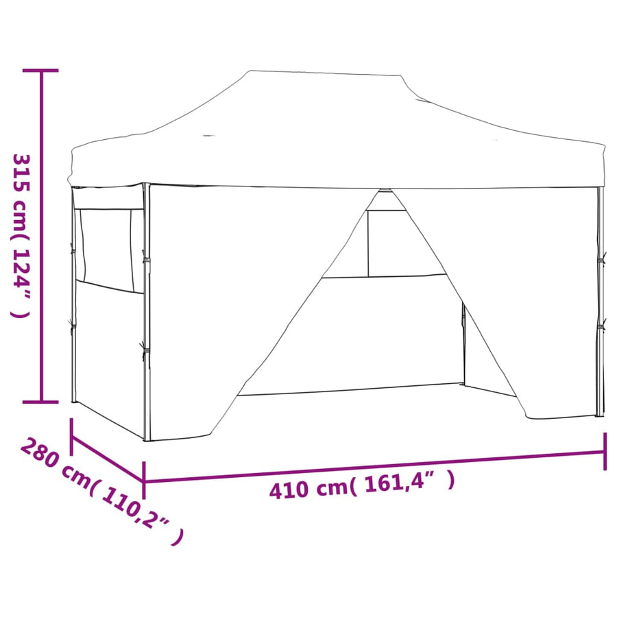 Partytent Met 4 Zijwanden Inklapbaar 3X4 M Staal Antraciet