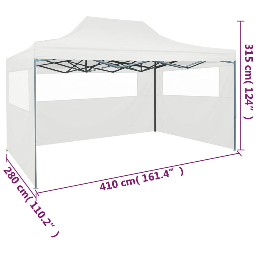 Partytent Met 3 Zijwanden Inklapbaar 3X4 M Staal Wit