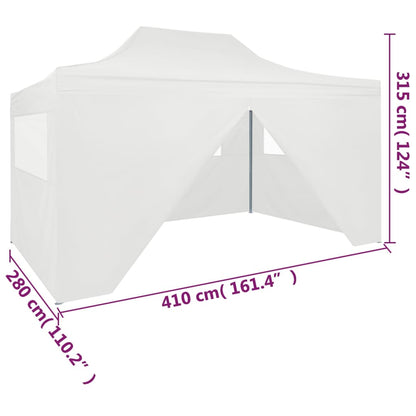 Partytent Met 4 Zijwanden Inklapbaar 3X4 M Staal Wit steel white