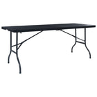 Folding garden table 180x75x72 cm HDPE and synthetic rattan black