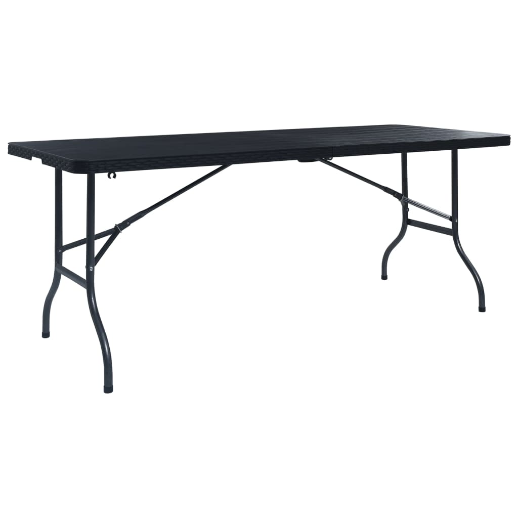 Tuintafel Inklapbaar 180X75X72 Cm Hdpe En Kunstrattan Zwart