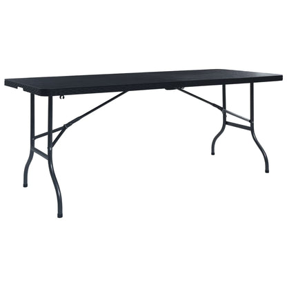 Tuintafel Inklapbaar 180X75X72 Cm Hdpe En Kunstrattan Zwart