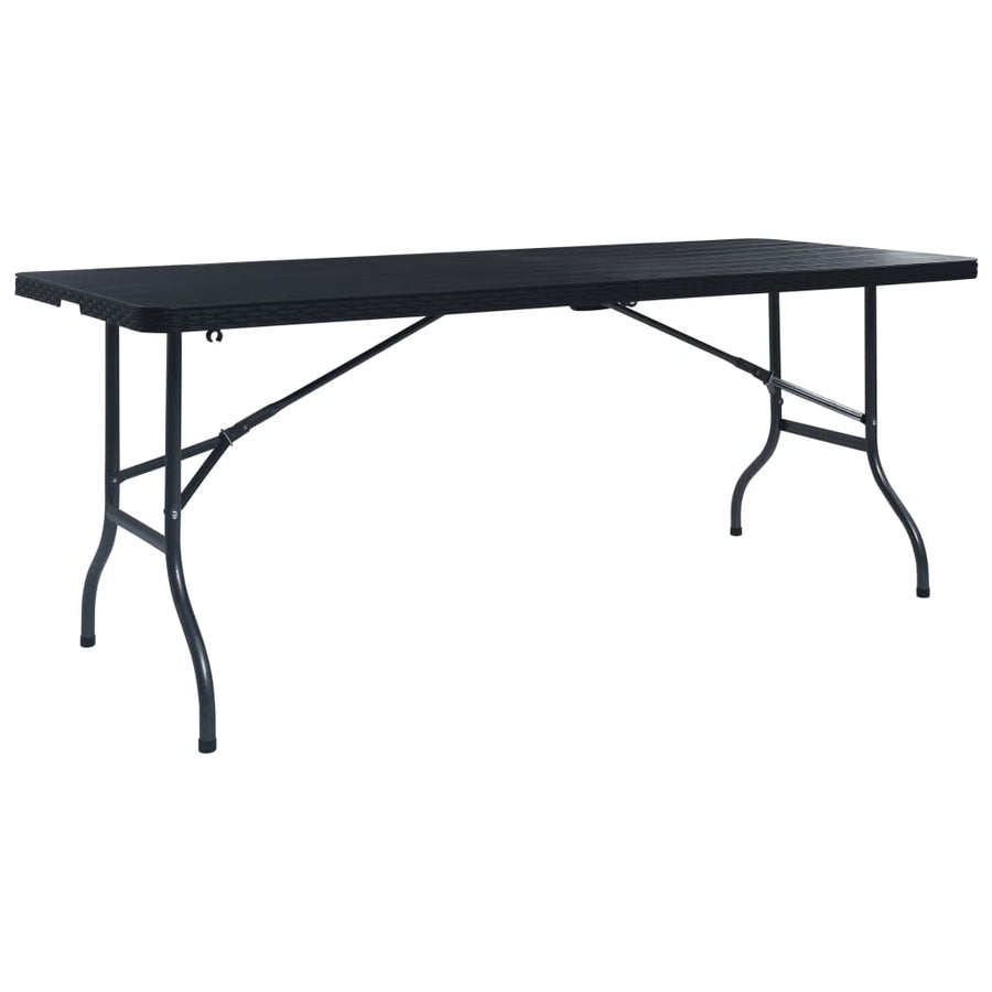 Tuintafel Inklapbaar 180X75X72 Cm Hdpe En Kunstrattan Zwart