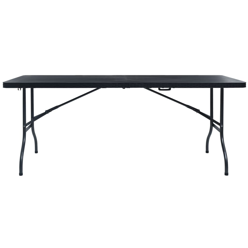 Tuintafel Inklapbaar 180X75X72 Cm Hdpe En Kunstrattan Zwart