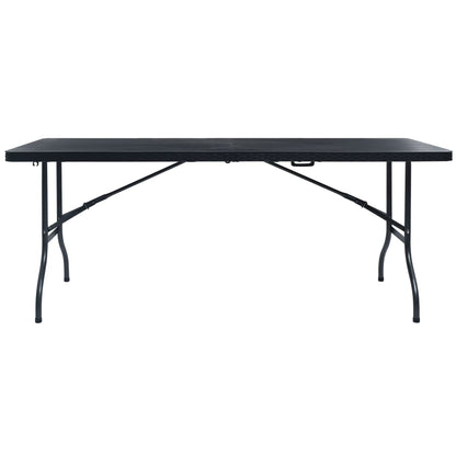 Tuintafel Inklapbaar 180X75X72 Cm Hdpe En Kunstrattan Zwart
