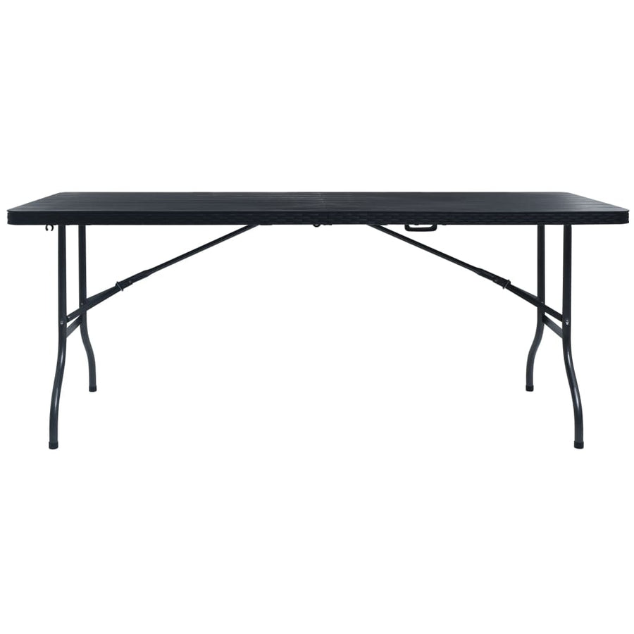 Tuintafel Inklapbaar 180X75X72 Cm Hdpe En Kunstrattan Zwart