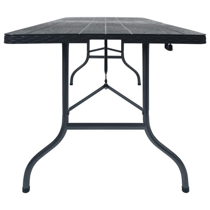 Tuintafel Inklapbaar 180X75X72 Cm Hdpe En Kunstrattan Zwart