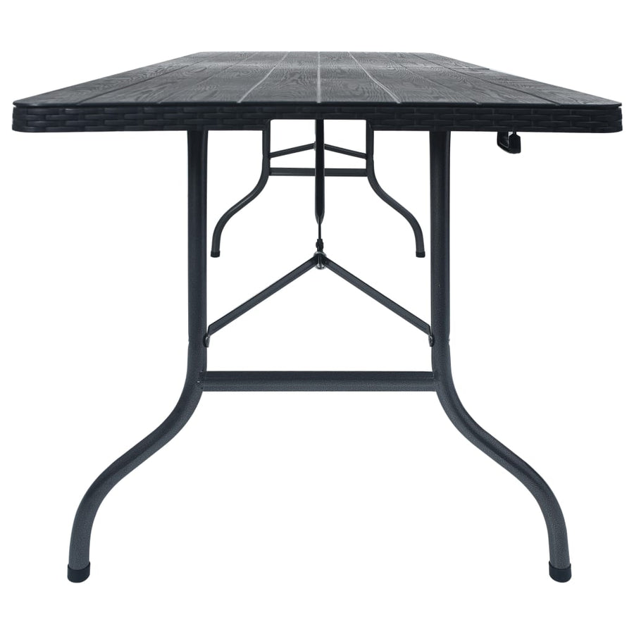 Tuintafel Inklapbaar 180X75X72 Cm Hdpe En Kunstrattan Zwart