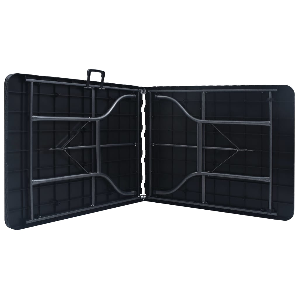 Tuintafel Inklapbaar 180X75X72 Cm Hdpe En Kunstrattan Zwart