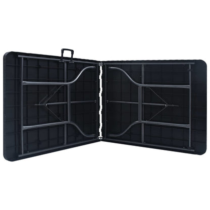 Tuintafel Inklapbaar 180X75X72 Cm Hdpe En Kunstrattan Zwart