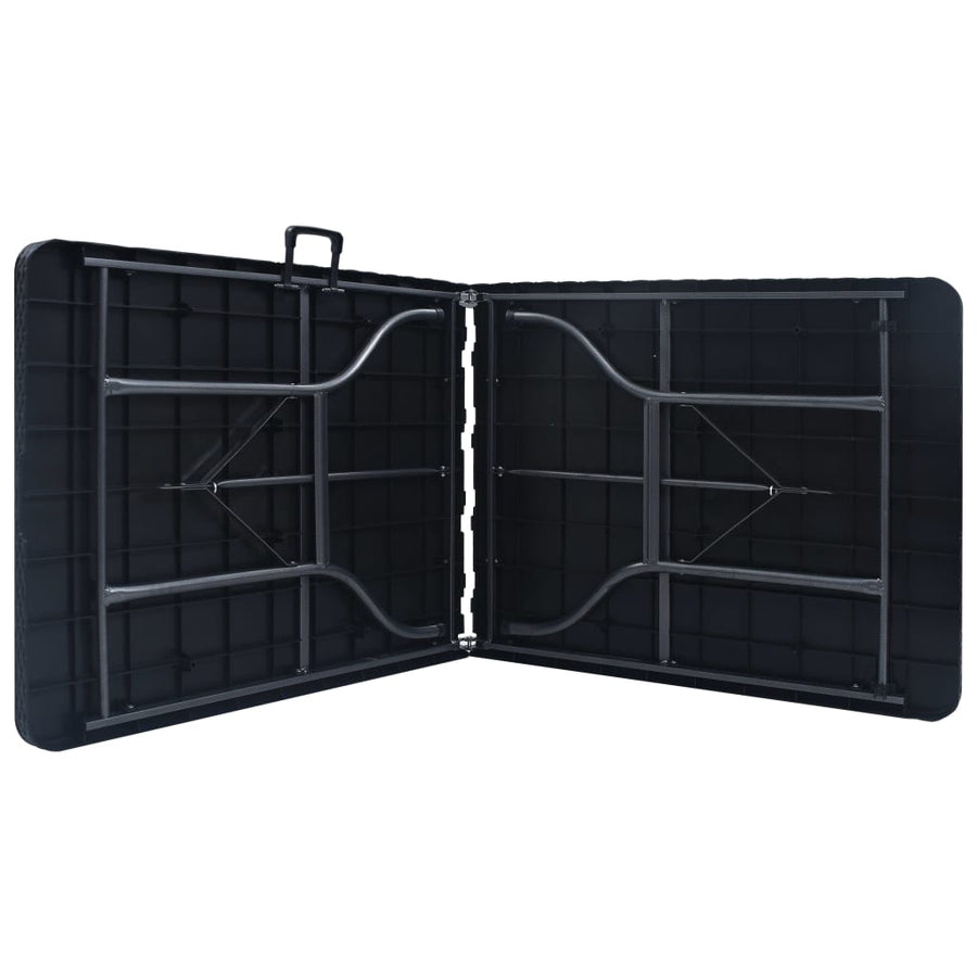 Tuintafel Inklapbaar 180X75X72 Cm Hdpe En Kunstrattan Zwart
