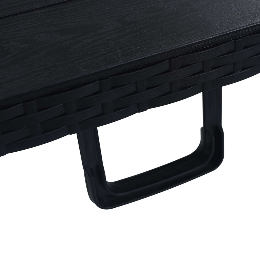 Tuintafel Inklapbaar 180X75X72 Cm Hdpe En Kunstrattan Zwart