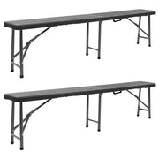 Tuinbanken 180 cm HDPE zwart 2 stuks