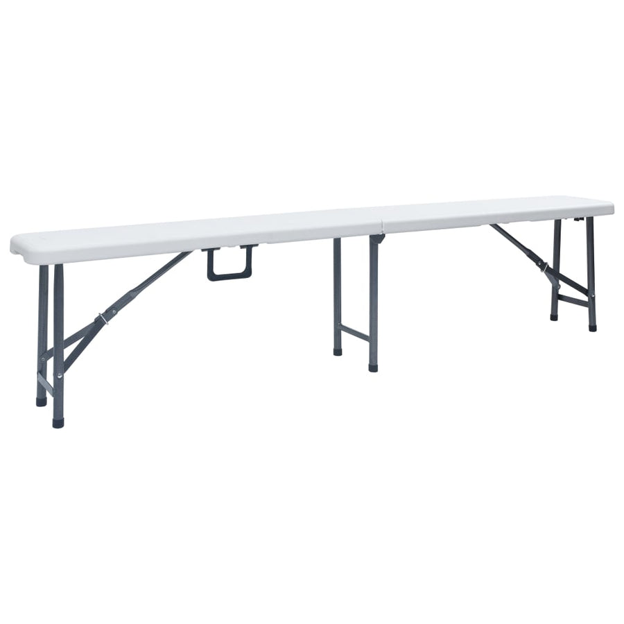 Tuintafel Met 2 Bankjes Inklapbaar 180 Cm Staal En Hdpe Wit