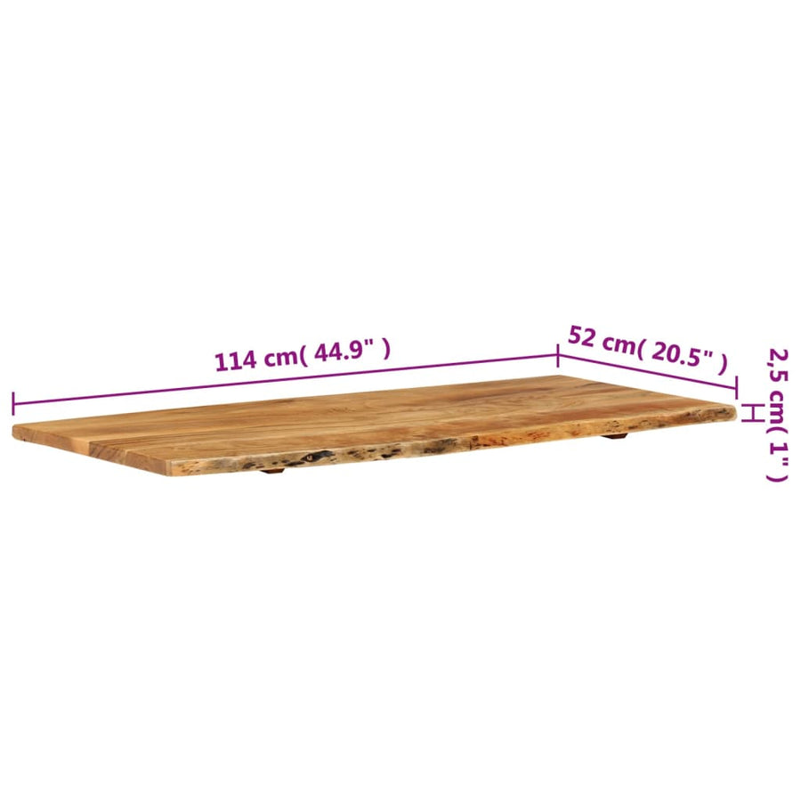 Wastafelblad 114X52X2,5 Cm Massief Acaciahout 114 x 52 x 2.5 cm